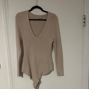 Abercrombie & Fitch cream Ribbed Bodysuit